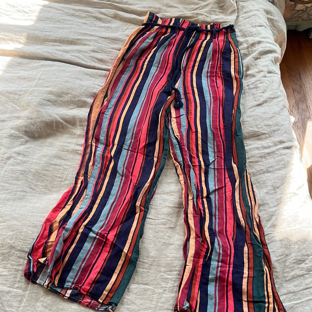 Farm Rio for Anthropologie Flowy Striped Pants, Size S
